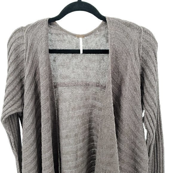 *Repair* Free People Oversized Ribbed Knit Open Cardigan S Blackberry Heather - Picture 5 of 16
